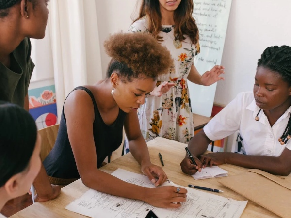 Women working on a project together